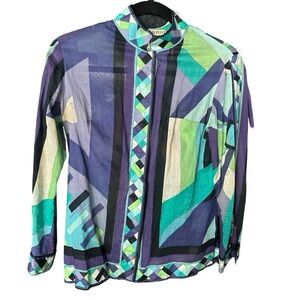 1960s Vintage Emilio Pucci Cotton Button Down Small / Medium Authentic